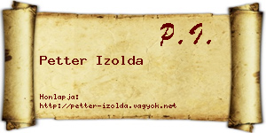 Petter Izolda névjegykártya